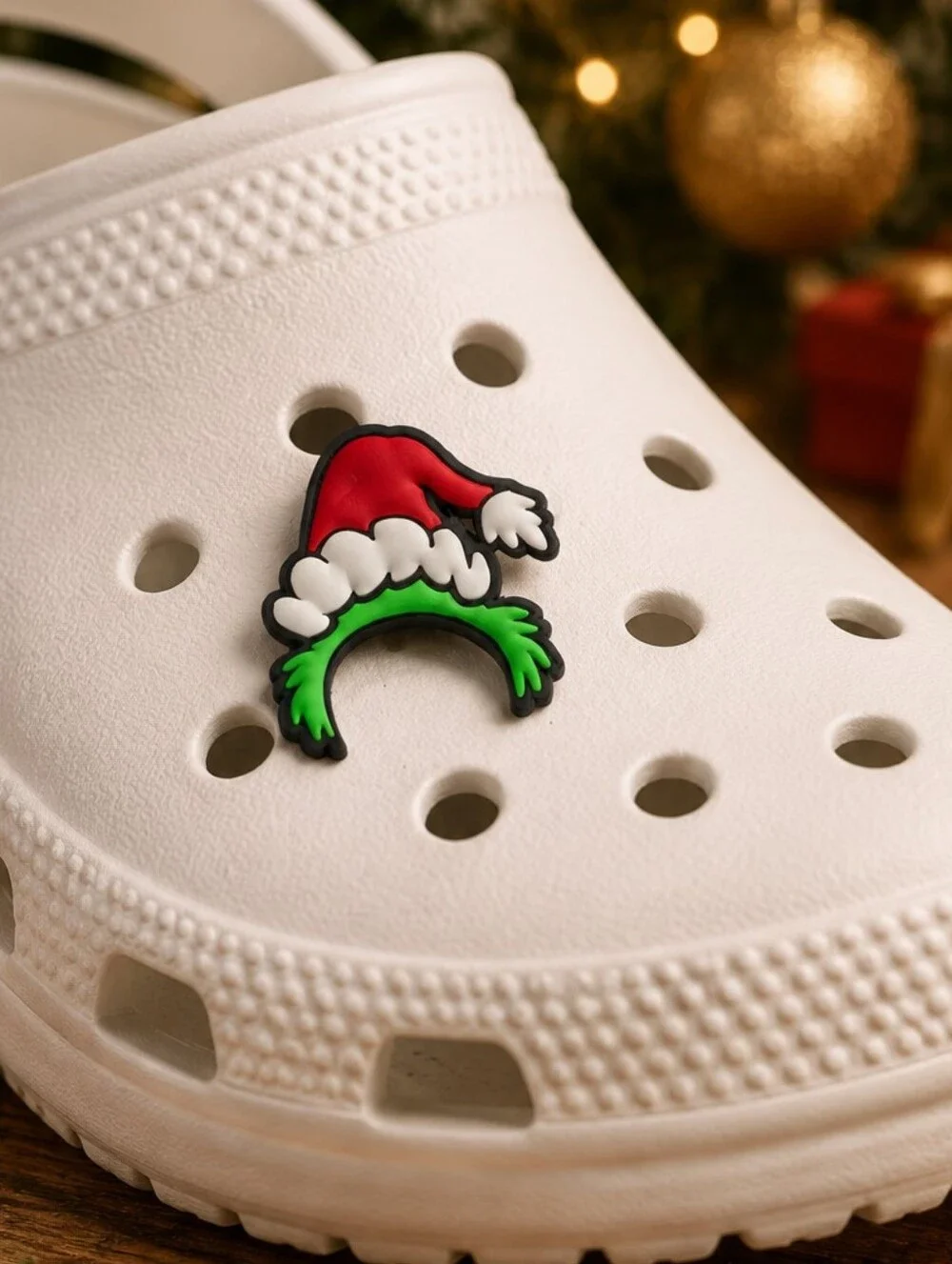 Grinch Santa Hat Croc Shoe Charm Christmas Green Holiday Movie Jibbitz Style